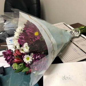 Started my day back with flowers from Brandee Shaffer Zook! This team inspires me more than I could ever express. Thank you for thinking of me today. Caring more, not just selling more!! photo